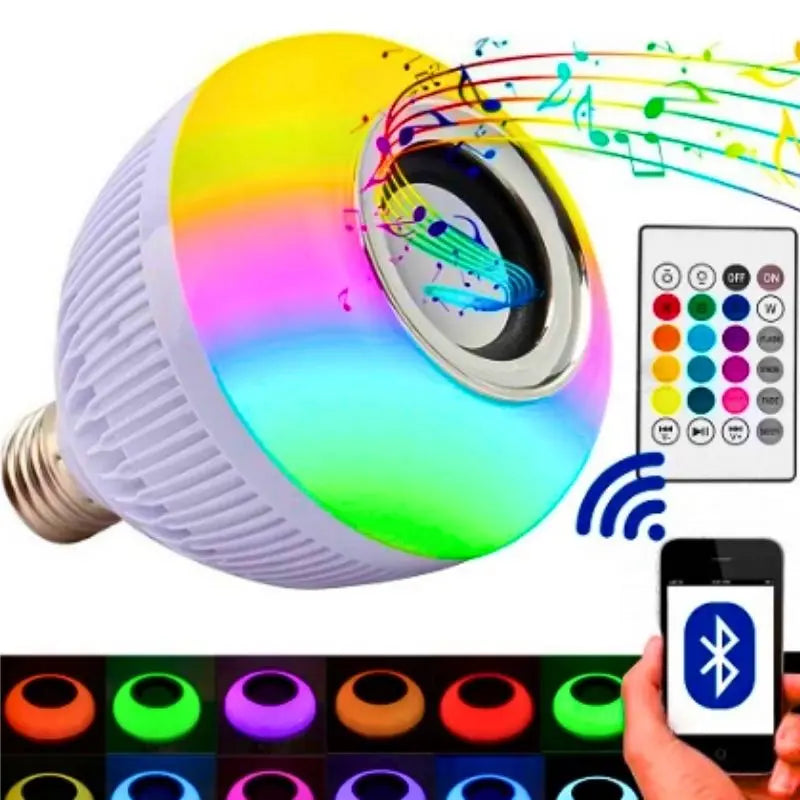 Lampada Bluetooth De Led Caixa De Som C/ Controle Rgb 12W