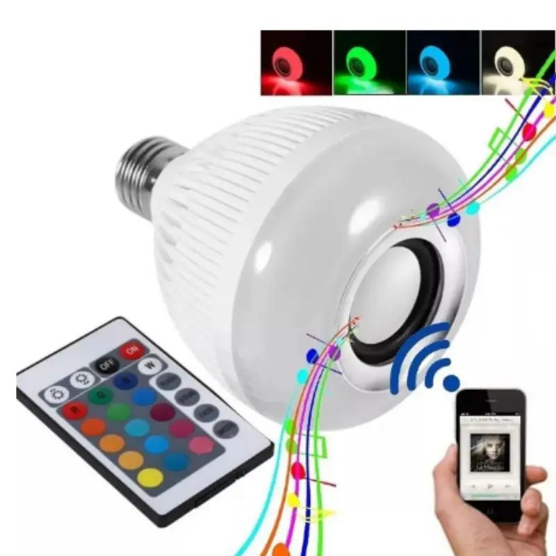 Lampada Bluetooth De Led Caixa De Som C/ Controle Rgb 12W