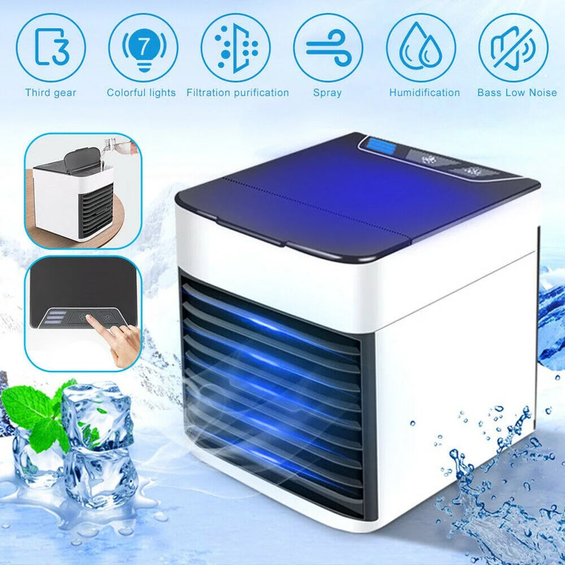 Ar Condicionado Portátil Cooler Umidificador Climatizador Luz Led  3 Velocidades